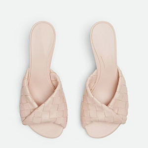 Sandales à talons hauts tressées en forme de losange, à bout carré, pour femmes, style été, pour filles audacieuses - Product Image 3