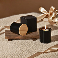Vente en gros de pot à bougie en verre vide rond noir mat brillant de luxe personnalisé de 7oz 10oz 14oz avec boîte