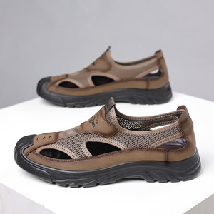 Zuecos de malla de verano para hombre, zapatos informales transpirables sin cordones para conducir al aire libre, negro, gris, marrón, talla 40, 41, 42, 43, 44, 45 - Product Image 2