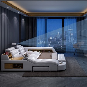 Multifunktions-Smart-Bett mit Massage und Projektor rahmen Leder Doppel-Kingsize-Betten Moderne Schlafzimmermöbel-Sets - Product Image 6