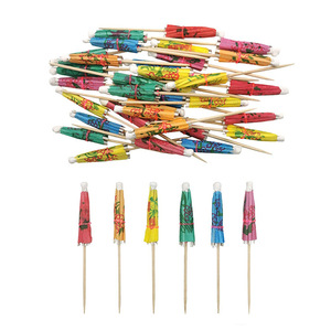 Paper Cocktail Umbrellas With Skewers For Cake Decor Birthday Party Supplies Colorful Round Paper Umbrella Toppers - Product Image 2