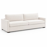 Canapé moderne trois places ultra long en velours blanc, accoudoirs bas, double coussin, modulaire, autoportant, pour salon et appartement, en mousse