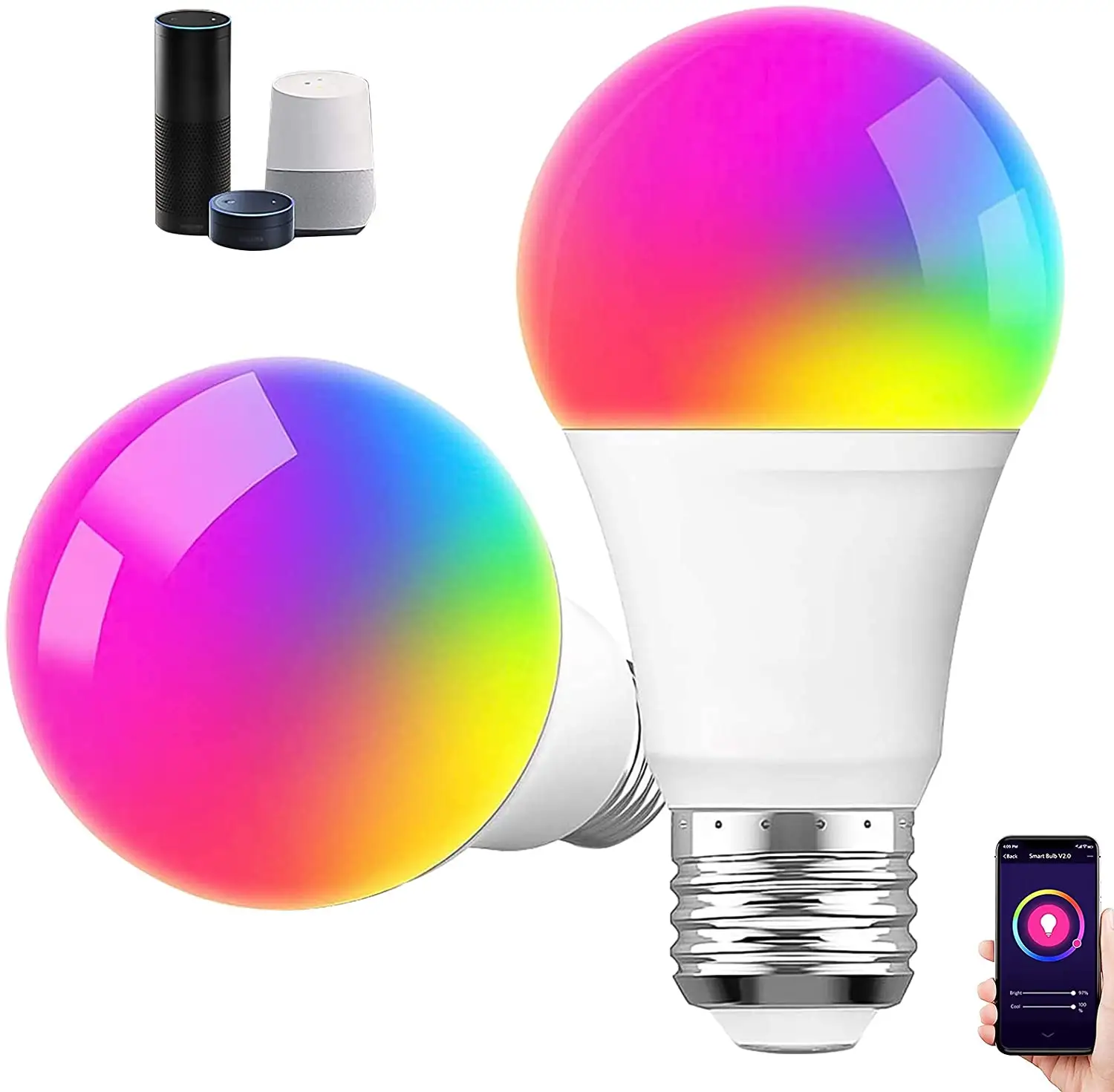 Tuya Smart Life App Dimming Colorful Smart Wifi Led Light Bulb RGBCW Wi-Fi Bulb with Music rhythm