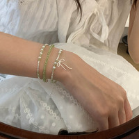 Bracelet nœud papillon Bowei en argent sterling S925 avec péridot naturel, bijou artisanal élégant et frais