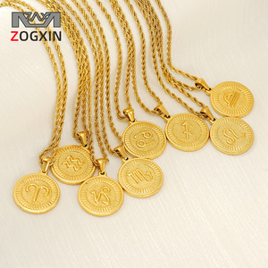 Zogxin 12 Constellation Stainless Steel Necklace 18K Gold Plated Pendant Chain For Women Fashion Jewelry Gift - Product Image 1