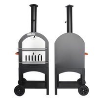Four à pizza au feu de bois à double usage en acier inoxydable de 12 pouces avec roues pour barbecue