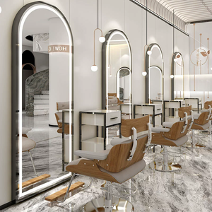Modern Luxury All-in-One Ironing <b>Mirror</b> Station <b>Wall</b>-Mounted Barber Shop Hair Salon Floor <b>Mirror</b> with Internal Light - Product Image 4