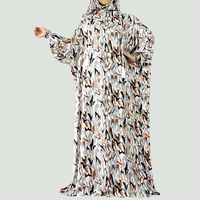 Jilbab Hijab 2 Pièces Femme Abaya Coton Capuche Fleurie Décontractée Manches Longues Gland Musulmane Saoudienne Prière Kaftan Robe Orientale