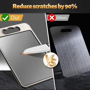 Planche à découper double face en acier inoxydable 304 et paille de blé, antiadhésive, compatible lave-vaisselle, écologique, facile à nettoyer, pour la cuisine - Product Image 2