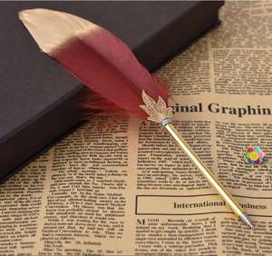 Bonvan Vintage Luxury <b>Gold</b> Accented Metal Feather <b>Pen</b> with Artistic Design 0.5mm - Product Image 6