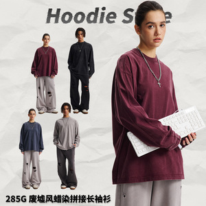 VIBE Wasteland Style Batik 285g-T-shirt à manches longues pour hommes de marque tendance pour l'automne-hiver-Nouvelle personnalité Subculture Bottoming - Product Image 3