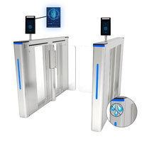 Torniquete de media altura con barrera giratoria de acero inoxidable cepillado, motorizado, antipersonas por detrás, para control de acceso en edificios de oficinas con reconocimiento facial