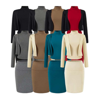 OEM ODM Damen 4-teiliges Set mit Stehkragen-Top, Kurzem Cardigan, Hochtaillierter Schlaghose und Schlitz-Bodycon-Rock im Y2K High Street Stil