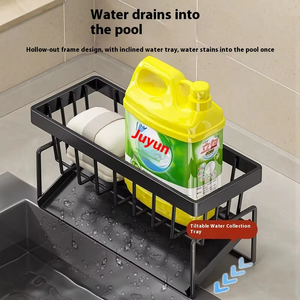 يتميز التصميم الجديد بوجود صنبور حوض عالي الجودة رف تخزين متعدد الوظائف مثبت على الحائط رف تخزين إسفنجي وتصريف - Product Image 1