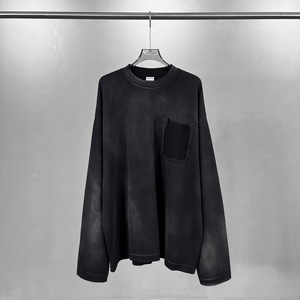 빈티지 티셔츠 프린트 Gapic Streetwear 대형 헤비급 코튼 블랭크 열산 워시 맞춤형 티셔츠 긴팔 셔츠 - Product Image 3