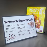 Boîte à lumière LED rechargeable double face A4 avec cadre en alliage d'aluminium, 2000 lumens, haute luminosité pour la signalisation des cafés et restaurants