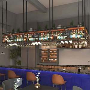 Estante para Botellas de Vino de Hierro Estilo Industrial, Estante Colgante de Barra para Copas de Vino Tinto - Product Image 5