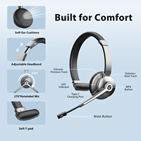 Headset Peredam Kebisingan ENC Nirkabel untuk Kantor, Dongle 2.4G, Headphone Satu Telinga dengan Mikrofon Eksternal