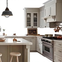 Kabinet Dapur Modular Modern dengan Finishing Melamin Motif Kayu, Set Penyimpanan Kelas Atas untuk Pulau Dapur Apartemen