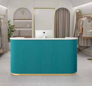 Luxo moderno Customizável MDF Recepção <span class=keywords><strong>Desk</strong></span> para Hotéis Spa Nail Salons Edifícios de Escritório; Madeira por atacado Mobiliário Frente - Product Image 2