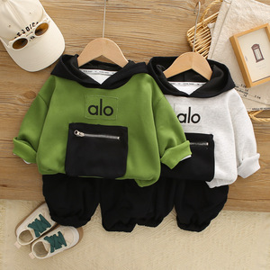 <span class=keywords><strong>2025</strong></span> Trẻ Em Mới Trùm đầu Áo Thiết Lập Cho Bé Trai Mùa Thu Quần Áo 2 Mảnh Cotton Pha Trộn Thư In Áo Với Quần Dài - Product Image 2