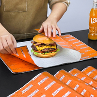 Papier d'emballage alimentaire jetable résistant à l'huile pour barbecue et sandwichs, en aluminium, personnalisé pour l'emballage à emporter des hamburgers