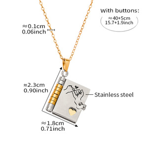Collana con Ciondolo a Forma di Libro Apribile Inciso con la Scritta 'Ti Amo' Regalo <span class=keywords><strong>per</strong></span> Figlia Mamma <span class=keywords><strong>Papà</strong></span> - Product Image 2