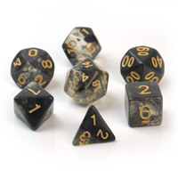 Set Dadu DND Polihedral Akrilik Transparan Dua Warna dengan Font Emas dan Efek Gerakan untuk Permainan RPG Dungeons and Dragons, Cocok untuk Hadiah