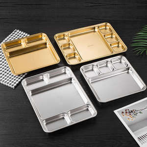 Assiettes en acier inoxydable coréen 304 en gros, 3 à 7 <span class=keywords><strong>compartiments</strong></span>, <span class=keywords><strong>plateau</strong></span> à collation, vaisselle, assiettes en acier inoxydable pour enfants - Product Image 5