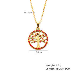 Ins Vintage colorido Cubic Zircon CZ Árbol Genealógico collar de acero inoxidable vida del árbol colgante collar para mujer chica - Product Image 6