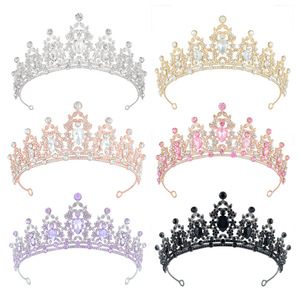 <span class=keywords><strong>Diamant</strong></span> Accessoire Filles Diadèmes Alliage Coloré Étincelant Pageant Couronne De Luxe Cristal Diadème - Product Image 1