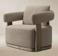 Fauteuil pivotant d'extérieur LUXORA moderne en teck Kavala, résistant aux intempéries, pour hôtel et jardin