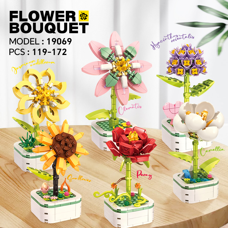 Woma Toys 19069 Flower 6 Style Building Block ABS Plastic Toy