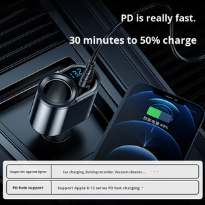 Chargeur de voiture à charge rapide 66W 12/24V, chargeur rapide <span class=keywords><strong>Apple</strong></span> PD 30W, adaptateur allume-cigare de voiture super rapide un-vers-trois - Product Image 2