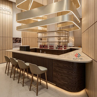 Comptoir de bar de restaurant de luxe haut de gamme en marbre artificiel, nouveau design, pour pubs, cafés et magasins de détail
