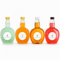 Ensemble de 4 bouteilles en verre vides avec bouchons à vis, corps rond, col long, transparentes et givrées, pour jus et boissons