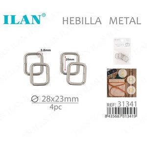 Fibbia in metallo ILAN 28x23mm 4 pezzi per borse e cinture - Product Image 1