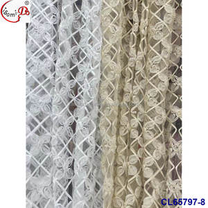 가벼운 패션 소프트 3D 장미 나비 꽃 러플 튤 자수 스팽글 레이스 원단 5야드 웨딩 파티 의류 - Product Image 5