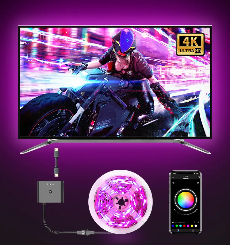 OEM HDMI синхронизация коробка светодиодная подсветка Комплект для ТВ приставки смарт с дистанционным управлением Мечта Цвет ТВ полосы свет