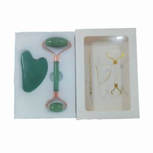 Rodillo de masaje y tabla de gua sha de aventurina verde, fabricación a medida con caja de regalo - Product Image 1