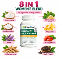 WinsTown Myo-Inositol Vitex Capsules – Soutien Quotidien au Bien-être Féminin, Équilibre du Cycle, Folate, CoQ10, Vitamine D3, Complément Herbal