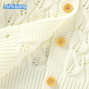Mimixiong 2021 vendita calda Unisex traspirante belle foglie scava fuori tinta unita maglione lavorato a maglia per neonato - Product Image 6