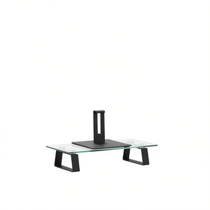 Supporto per Monitor in Vetro Temperato e Metallo, Supporto per Laptop Nero 15.7x7.9x3.1, Design a Torre da Tavolo - Product Image 1