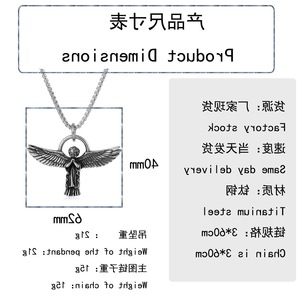 yunnique Stainless Steel Angel Wing Pendant <b>Necklace</b> With Chain 60cm <b>Long</b> For Men And Women Fashion Jewelry - Product Image 2
