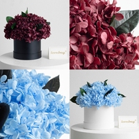 Lovebay – Composition florale artificielle d'hortensias préservés en boîte chapeau, multicolore, pour décoration de table de douche nuptiale