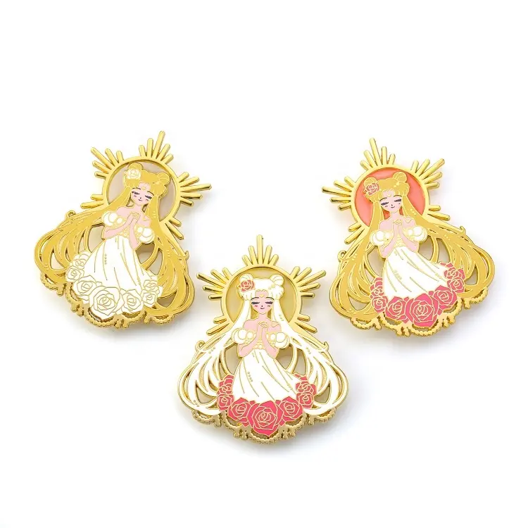 Persediaan Cetakan Kustom Kartun Anime Emas Pemasok Sailor Moon Enamel Pin