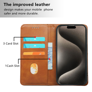 Elegante bolso de cuero, billetera magnética, funda para teléfono móvil para <span class=keywords><strong>iPhone</strong></span> 13 14 Plus 15 16 Pro Max, funda abatible, tarjetero - Product Image 2