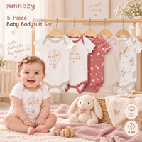 Vêtements pour bébés en gros, ensemble de bodies en coton à manches courtes, 5 styles assortis pour nouveau-nés, vêtements de tous les jours