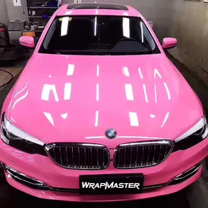 WRAPMASTER ห่อรถยนต์ไวนิล,กาวในตัวสีชมพูซูเปอร์กลอสคริสตัลอัตโนมัติ1.52*18เมตร