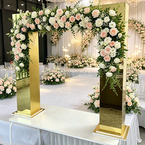 SMOOTH Wedding Decor Supplies New Table Flower Stand High Quality Gold <b>Mirror</b> <b>Acrylic</b> Arch Centerpieces - Product Image 3